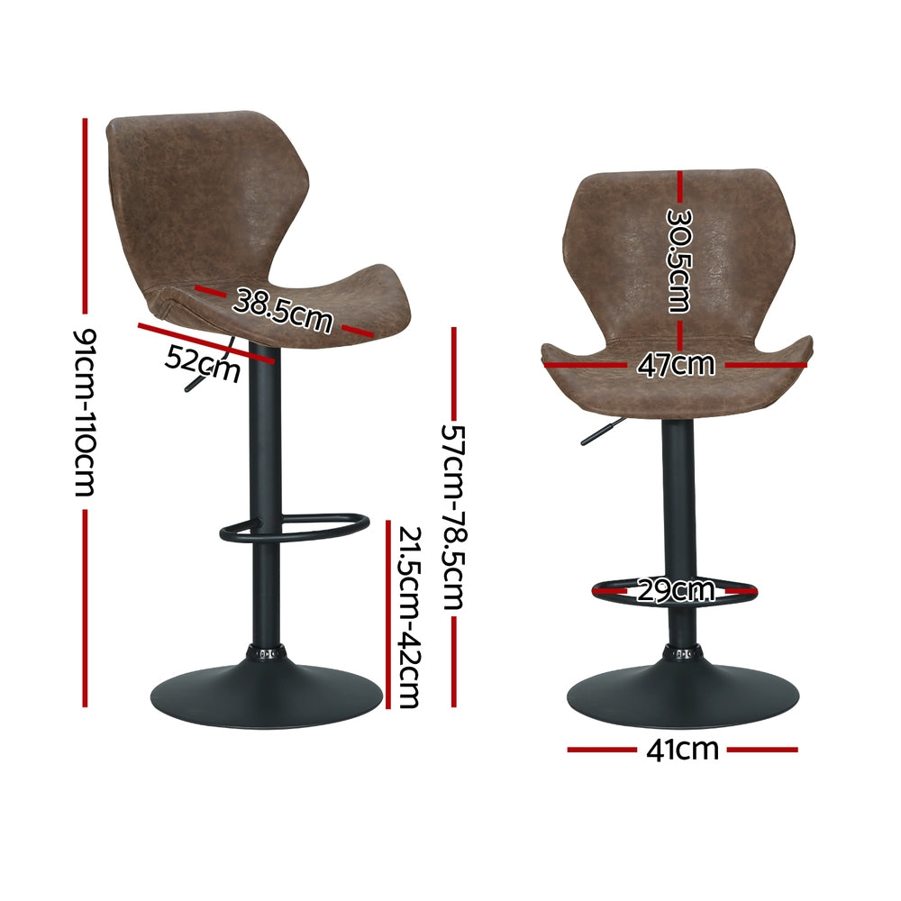Artiss 4x Bar Stools Vintage Leather Gas Lift Brown-Furniture &gt; Bar Stools &amp; Chairs &gt; Massage Chairs-PEROZ Accessories