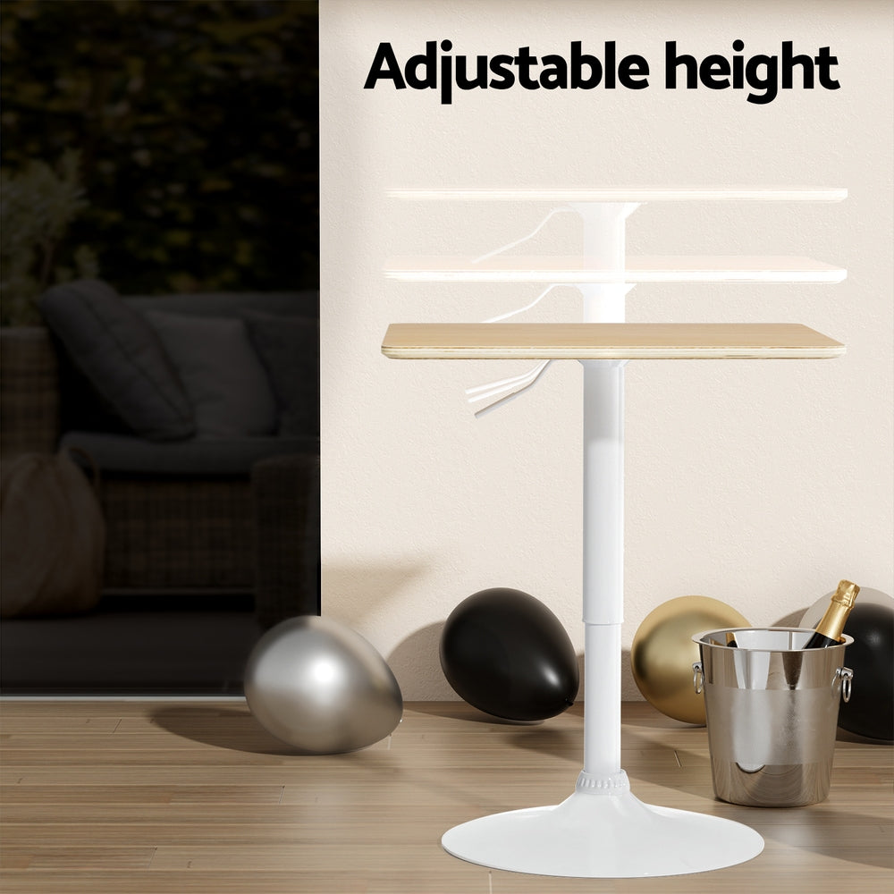 Artiss Bar Table Swivel Base Gas Lift Counter Dining Table 60CM Square Pine-Furniture &gt; Dining-PEROZ Accessories
