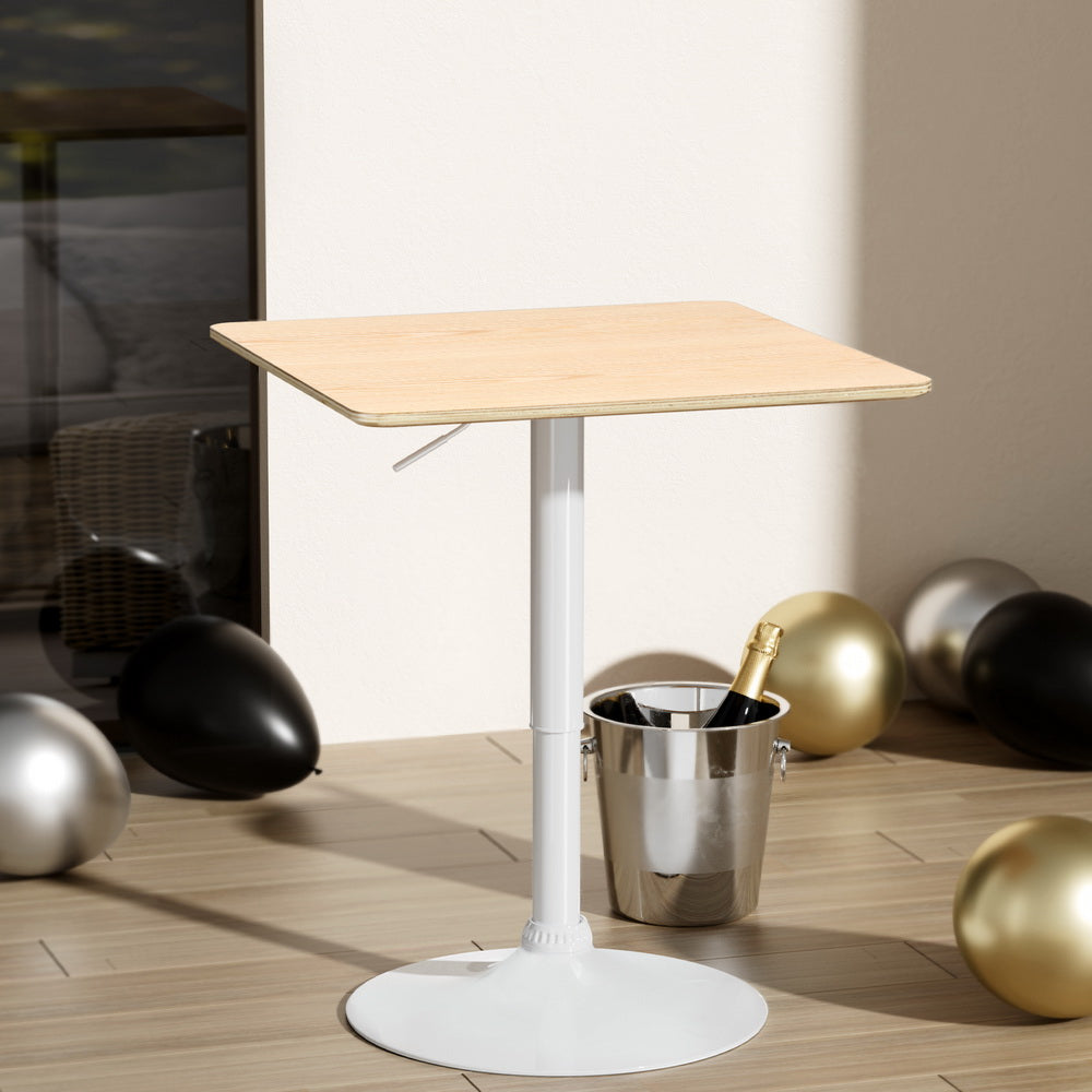 Artiss Bar Table Swivel Base Gas Lift Counter Dining Table 60CM Square Pine-Furniture &gt; Dining-PEROZ Accessories