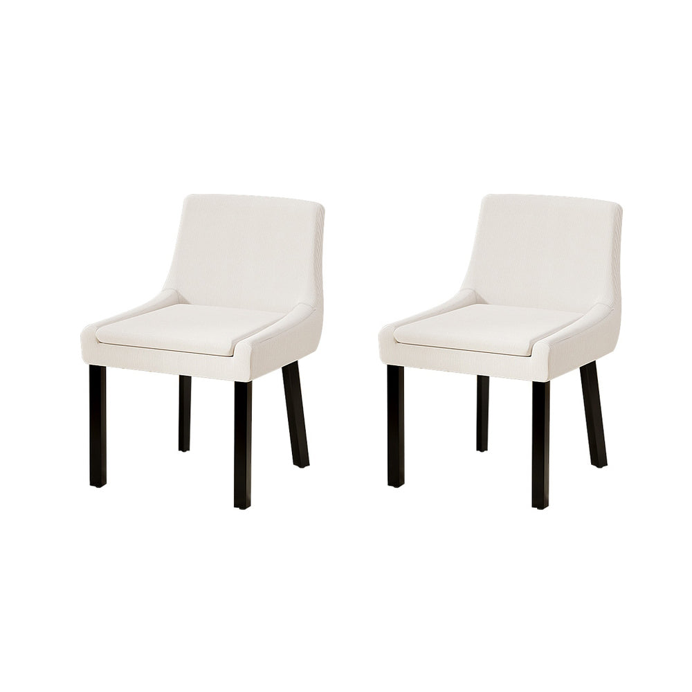 Artiss Dining Chairs Set of 2 Corduroy Wooden Beige-Furniture &gt; Bar Stools &amp; Chairs-PEROZ Accessories