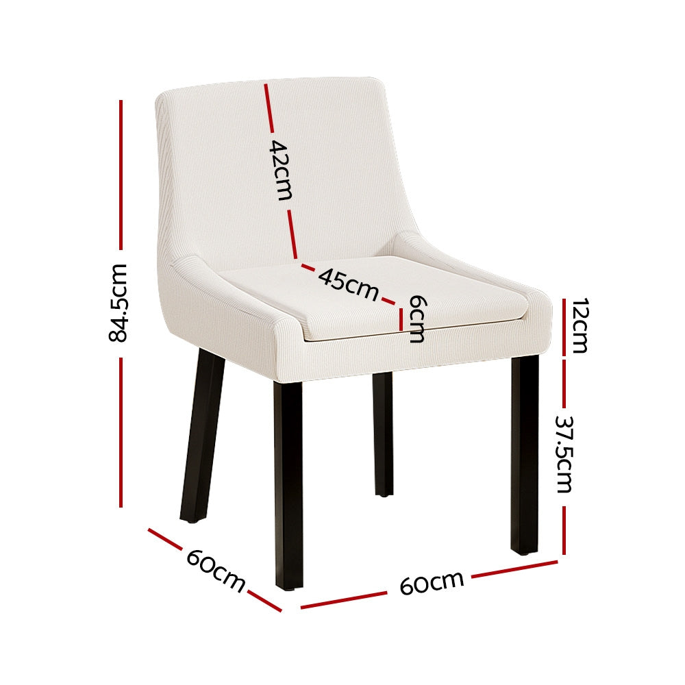 Artiss Dining Chairs Set of 2 Corduroy Wooden Beige-Furniture &gt; Bar Stools &amp; Chairs-PEROZ Accessories