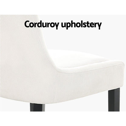 Artiss Dining Chairs Set of 2 Corduroy Wooden Beige-Furniture &gt; Bar Stools &amp; Chairs-PEROZ Accessories
