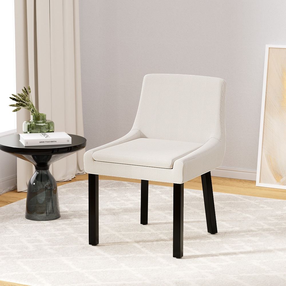 Artiss Dining Chairs Set of 2 Corduroy Wooden Beige-Furniture &gt; Bar Stools &amp; Chairs-PEROZ Accessories