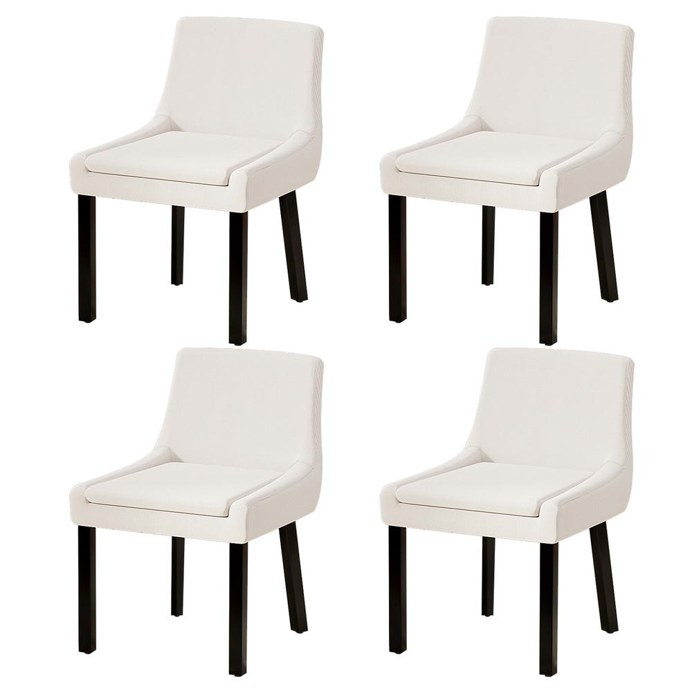 Artiss Dining Chairs Set of 4 Corduroy Wooden Beige-Furniture &gt; Dining &gt; Kitchen &amp; Dining Chairs-PEROZ Accessories