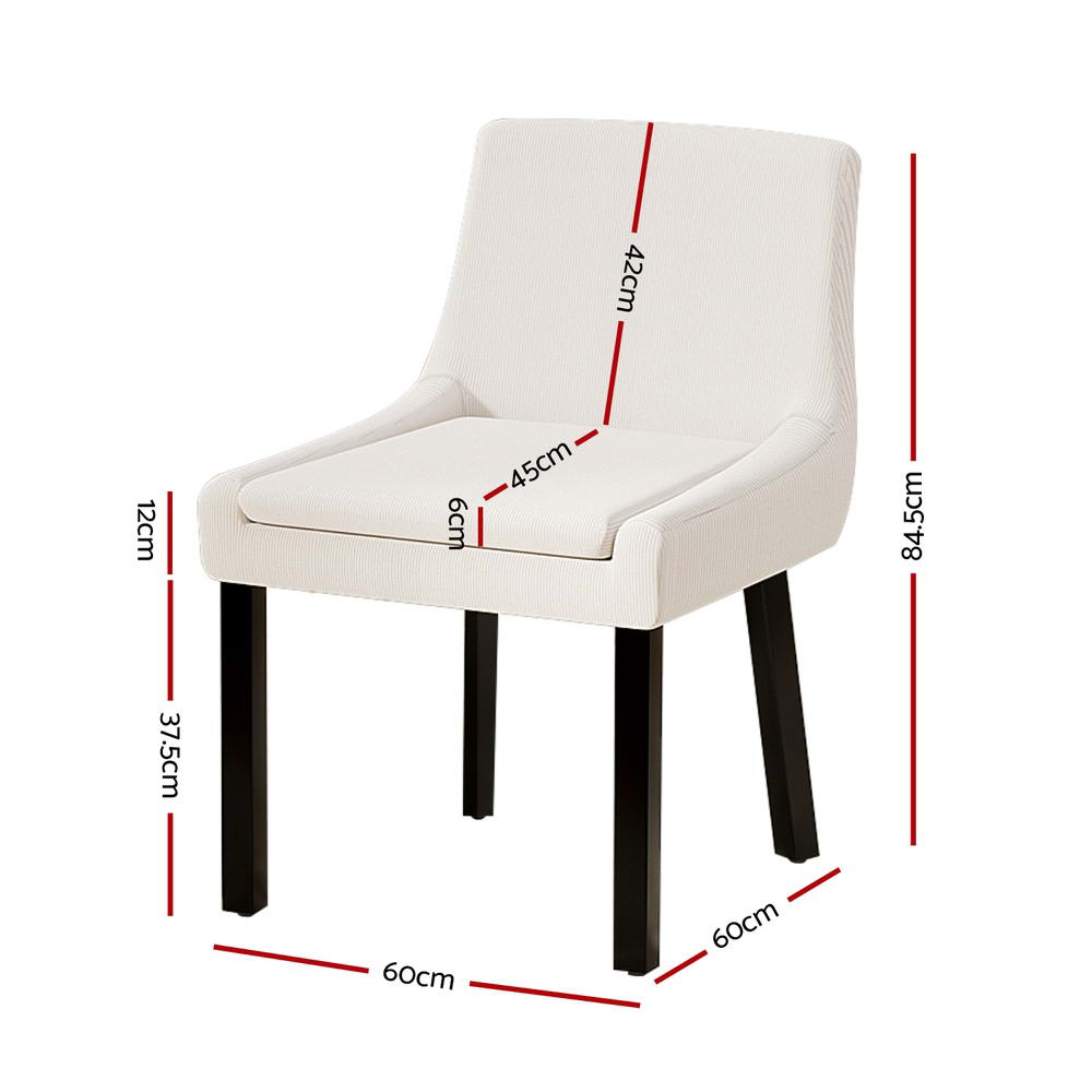 Artiss Dining Chairs Set of 4 Corduroy Wooden Beige-Furniture &gt; Dining &gt; Kitchen &amp; Dining Chairs-PEROZ Accessories