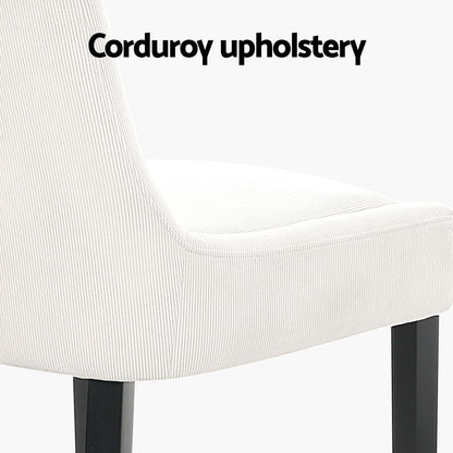 Artiss Dining Chairs Set of 4 Corduroy Wooden Beige-Furniture &gt; Dining &gt; Kitchen &amp; Dining Chairs-PEROZ Accessories