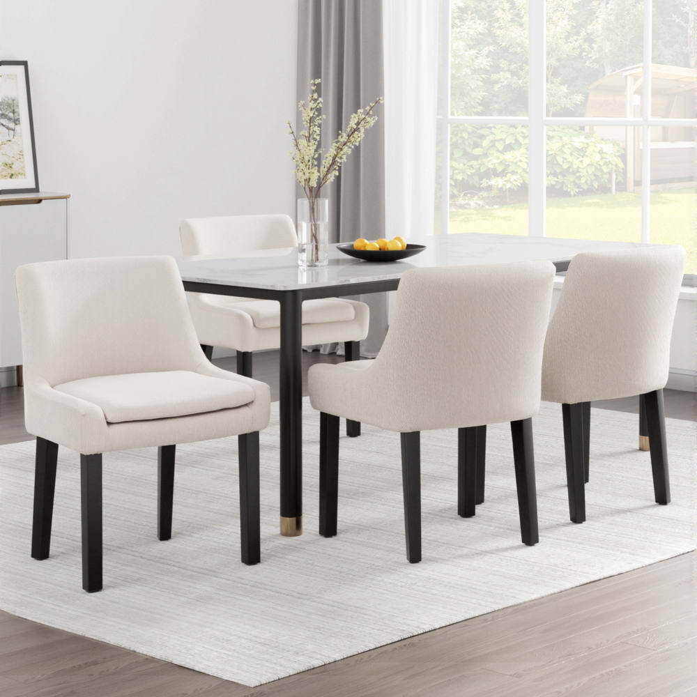 Artiss Dining Chairs Set of 4 Corduroy Wooden Beige-Furniture &gt; Dining &gt; Kitchen &amp; Dining Chairs-PEROZ Accessories