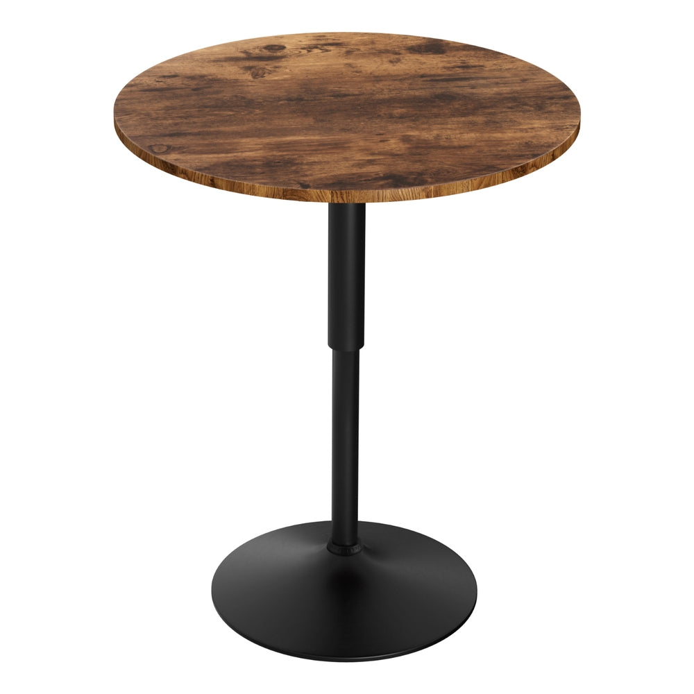 Artiss Height Adjustable Bar Table 360 Swivel Round Gaslift Design 60cm Rustic Brown Black-Furniture &gt; Bar Stools &amp; Chairs &gt; Table &amp; Bar Stools-PEROZ Accessories