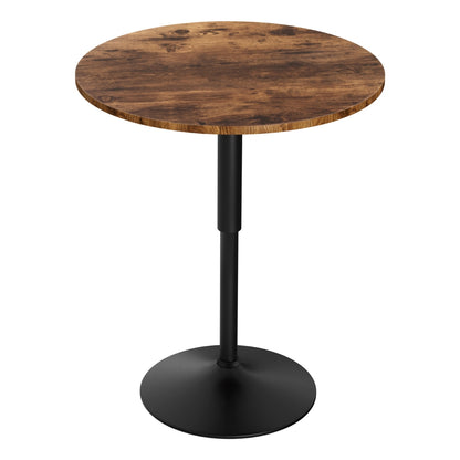 Artiss Height Adjustable Bar Table 360 Swivel Round Gaslift Design 60cm Rustic Brown Black-Furniture &gt; Bar Stools &amp; Chairs &gt; Table &amp; Bar Stools-PEROZ Accessories