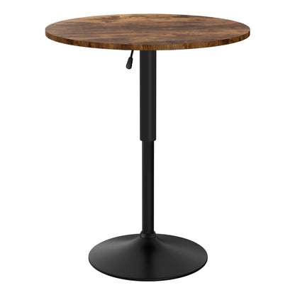 Artiss Height Adjustable Bar Table 360 Swivel Round Gaslift Design 60cm Rustic Brown Black-Furniture &gt; Bar Stools &amp; Chairs &gt; Table &amp; Bar Stools-PEROZ Accessories