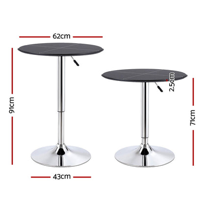 Artiss Bar Table Round Swivel Height Adjustable 62cm Modern PVC Leather Black-Furniture &gt; Bar Stools &amp; Chairs &gt; Table &amp; Bar Stools-PEROZ Accessories