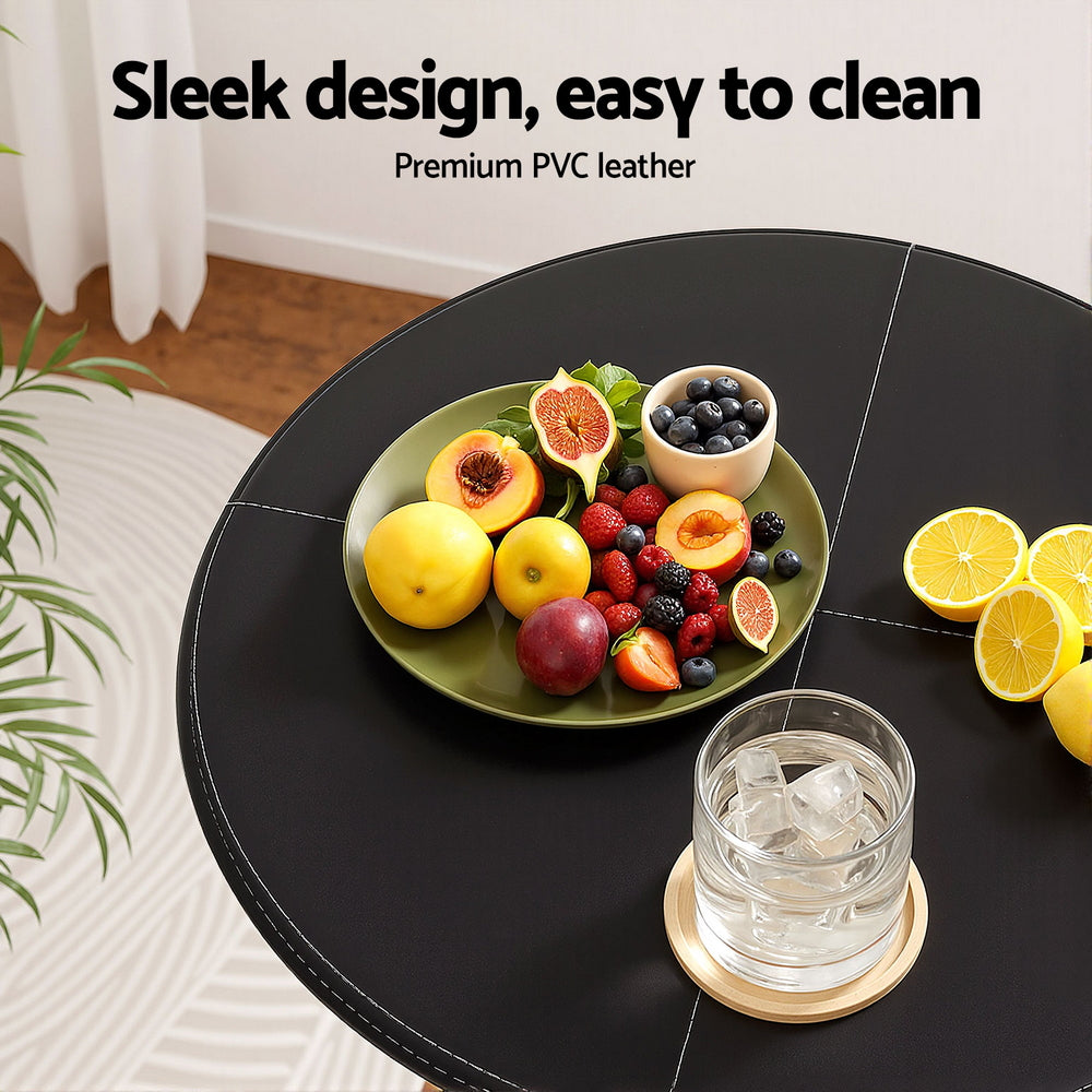 Artiss Bar Table Round Swivel Height Adjustable 62cm Modern PVC Leather Black-Furniture &gt; Bar Stools &amp; Chairs &gt; Table &amp; Bar Stools-PEROZ Accessories