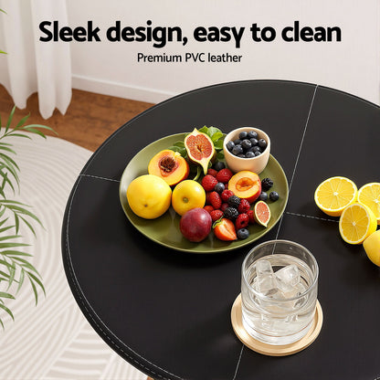 Artiss Bar Table Round Swivel Height Adjustable 62cm Modern PVC Leather Black-Furniture &gt; Bar Stools &amp; Chairs &gt; Table &amp; Bar Stools-PEROZ Accessories