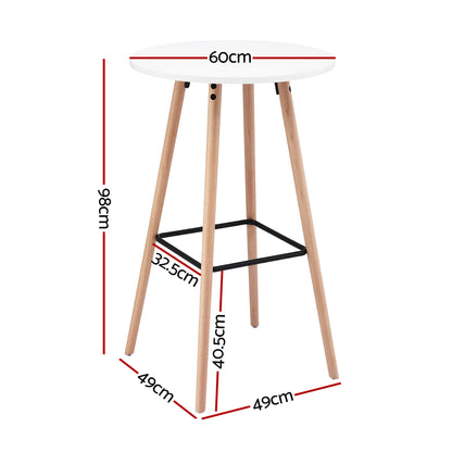 Artiss Bar Table Round Counter Kitchen Dining Desk Pub 98cm Height Wood White-Furniture > Living Room > Coffee Tables-PEROZ Accessories