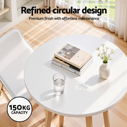 Artiss Bar Table Round Counter Kitchen Dining Desk Pub 98cm Height Wood White-Furniture > Living Room > Coffee Tables-PEROZ Accessories