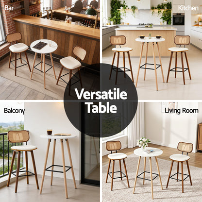 Artiss Bar Table Round Counter Kitchen Dining Desk Pub 98cm Height Wood White-Furniture > Living Room > Coffee Tables-PEROZ Accessories