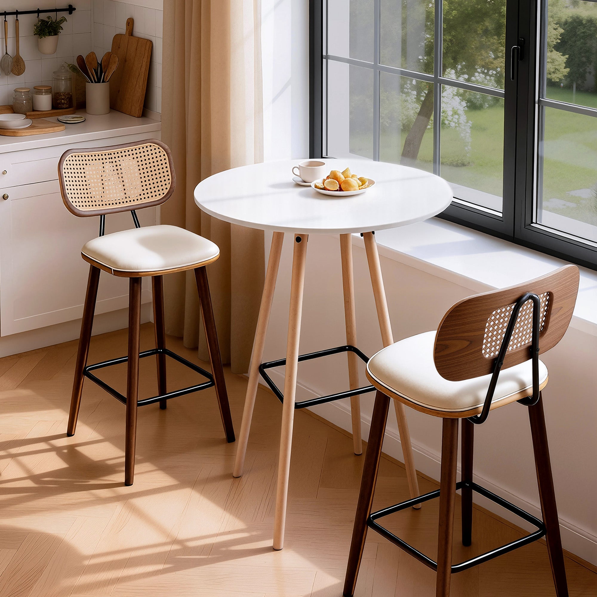 Artiss Bar Table Round Counter Kitchen Dining Desk Pub 98cm Height Wood White-Furniture > Living Room > Coffee Tables-PEROZ Accessories