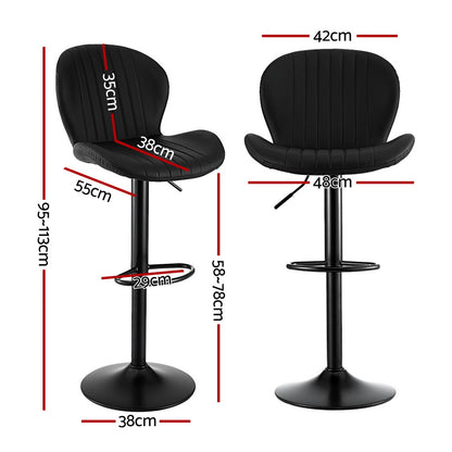 Artiss 2x Bar Stools Kitchen Swivel Gas Lift Counter Chair Shell Leather Black-Furniture &gt; Bar Stools &amp; Chairs &gt; Table &amp; Bar Stools-PEROZ Accessories