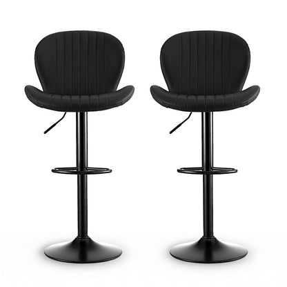 Artiss 2x Bar Stools Kitchen Swivel Gas Lift Counter Chair Shell Leather Black-Furniture &gt; Bar Stools &amp; Chairs &gt; Table &amp; Bar Stools-PEROZ Accessories