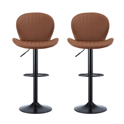 Artiss 2x Bar Stools Kitchen Swivel Gas Lift Counter Chair Shell Leather Brown-Furniture &gt; Bar Stools &amp; Chairs &gt; Table &amp; Bar Stools-PEROZ Accessories