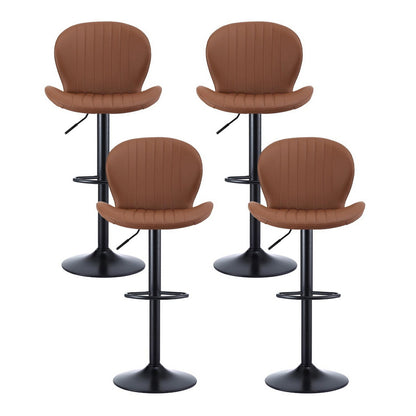 Artiss 4x Bar Stools Kitchen Swivel Gas Lift Counter Chair Shell Leather Brown-Furniture &gt; Bar Stools &amp; Chairs &gt; Table &amp; Bar Stools-PEROZ Accessories
