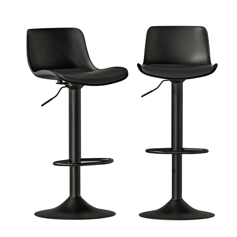 Artiss 2x Bar Stools Padded Seat Gas Lift Black-Furniture &gt; Bar Stools &amp; Chairs-PEROZ Accessories