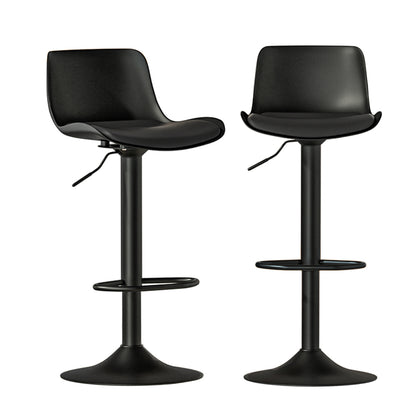 Artiss 2x Bar Stools Padded Seat Gas Lift Black-Furniture &gt; Bar Stools &amp; Chairs-PEROZ Accessories