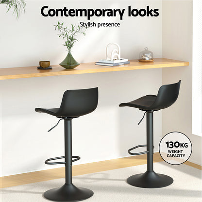 Artiss 2x Bar Stools Padded Seat Gas Lift Black-Furniture &gt; Bar Stools &amp; Chairs-PEROZ Accessories