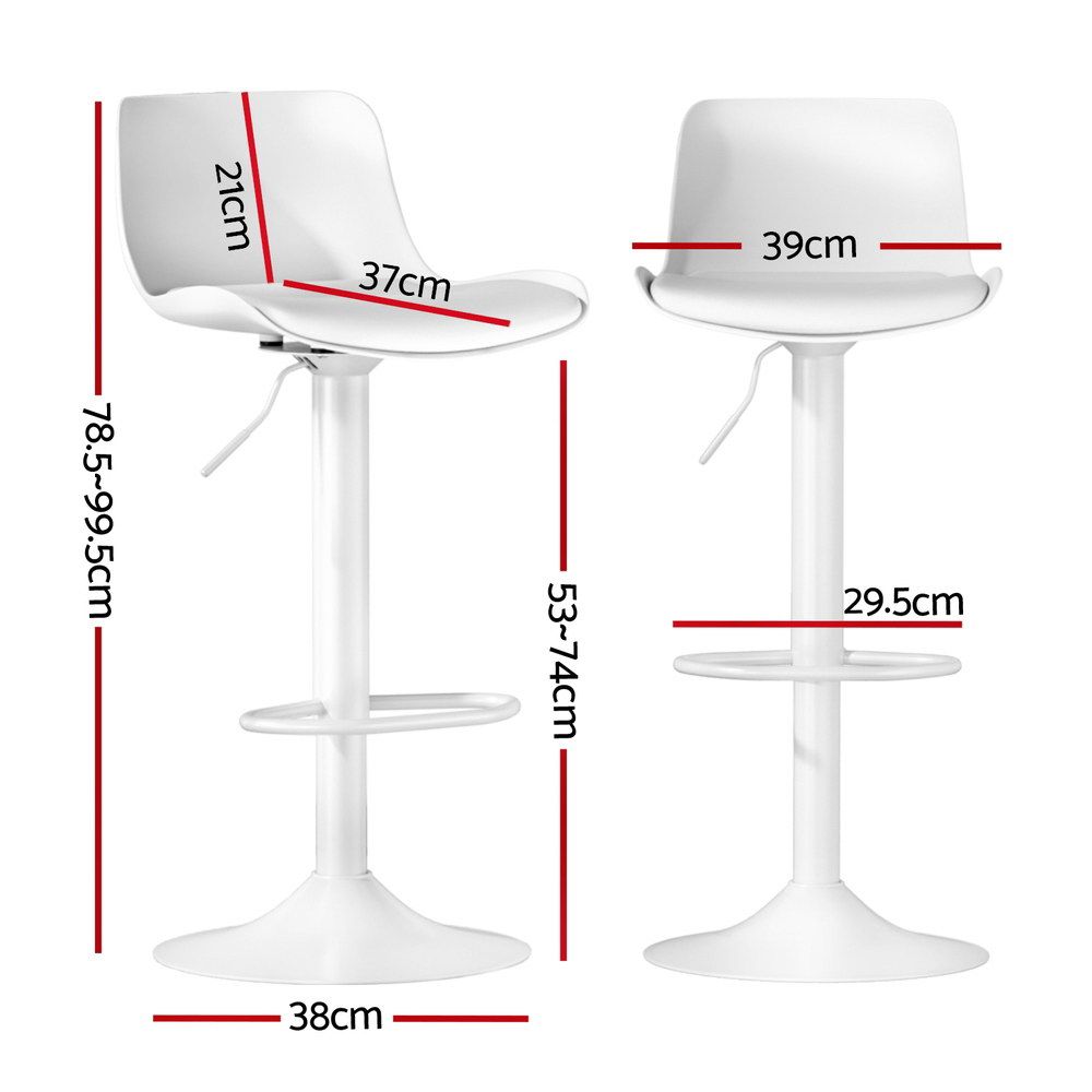 Artiss Bar Stools Kitchen Swivel Gas Lift Stool Leather Dining Chairs White x2-Furniture > Bar Stools &amp; Chairs-PEROZ Accessories