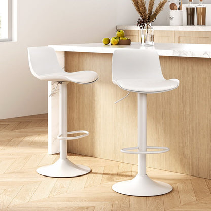 Artiss Bar Stools Kitchen Swivel Gas Lift Stool Leather Dining Chairs White x2-Furniture > Bar Stools &amp; Chairs-PEROZ Accessories