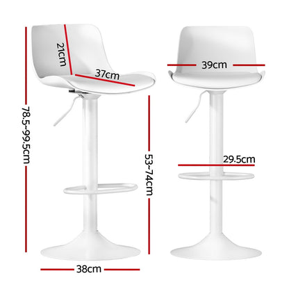 Artiss Bar Stools Kitchen Swivel Gas Lift Stool Leather Dining Chairs White x2-Furniture &gt; Bar Stools &amp; Chairs-PEROZ Accessories