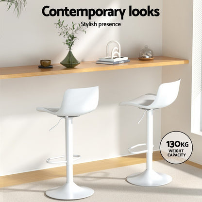 4x Artiss Bar Stools Kitchen Swivel Gas Lift Stool Leather Dining Chairs White-Furniture &gt; Bar Stools &amp; Chairs &gt; Table &amp; Bar Stools-PEROZ Accessories