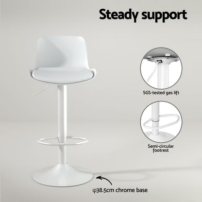 4x Artiss Bar Stools Kitchen Swivel Gas Lift Stool Leather Dining Chairs White-Furniture &gt; Bar Stools &amp; Chairs &gt; Table &amp; Bar Stools-PEROZ Accessories