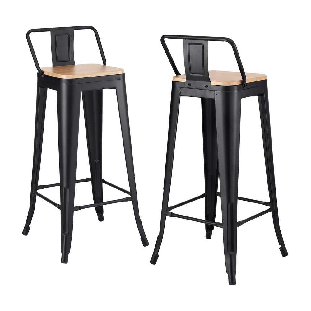 Artiss Metal Bar Stools Set of 2 Counter Height Barstools 77cm Seat Height w/ Removable Back-Furniture > Bar Stools &amp; Chairs > Table &amp; Bar Stools-PEROZ Accessories