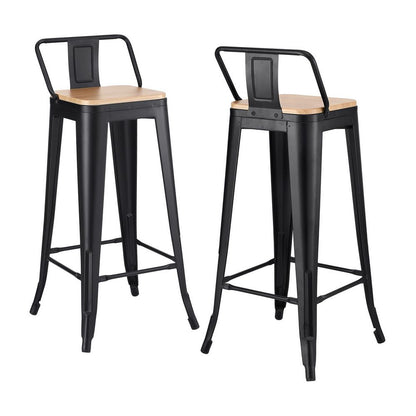 Artiss Metal Bar Stools Set of 2 Counter Height Barstools 77cm Seat Height w/ Removable Back-Furniture > Bar Stools &amp; Chairs > Table &amp; Bar Stools-PEROZ Accessories
