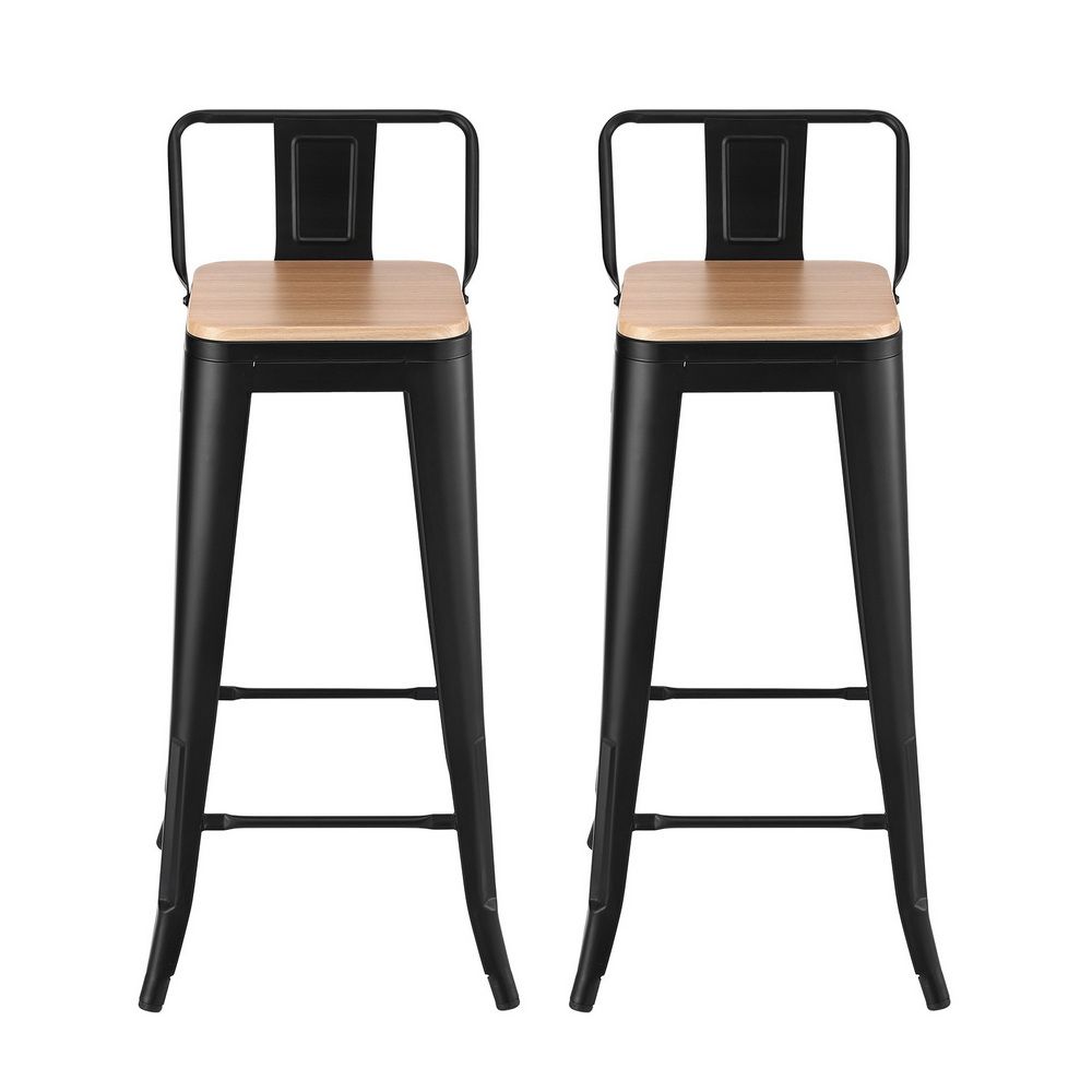 Artiss Metal Bar Stools Set of 2 Counter Height Barstools 77cm Seat Height w/ Removable Back-Furniture > Bar Stools &amp; Chairs > Table &amp; Bar Stools-PEROZ Accessories