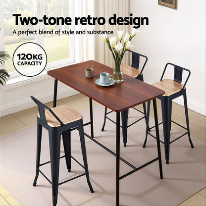 Artiss Metal Bar Stools Set of 2 Counter Height Barstools 77cm Seat Height w/ Removable Back-Furniture > Bar Stools &amp; Chairs > Table &amp; Bar Stools-PEROZ Accessories
