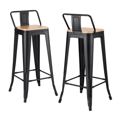 Artiss 2x Bar Stools Kitchen Counter High Chair Dining Stackable Metal Black-Furniture &gt; Bar Stools &amp; Chairs &gt; Table &amp; Bar Stools-PEROZ Accessories