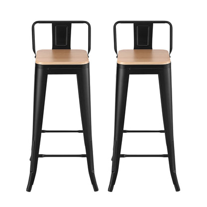 Artiss 2x Bar Stools Kitchen Counter High Chair Dining Stackable Metal Black-Furniture &gt; Bar Stools &amp; Chairs &gt; Table &amp; Bar Stools-PEROZ Accessories