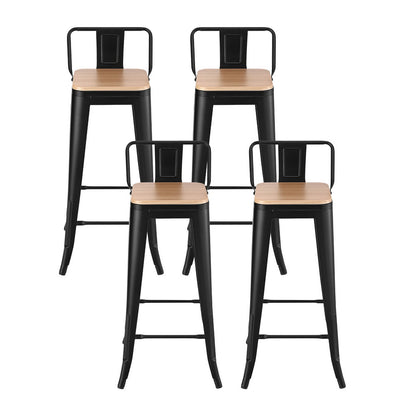 Artiss 4x Bar Stools Kitchen Counter High Chair Dining Stackable Metal Black-Furniture &gt; Bar Stools &amp; Chairs &gt; Table &amp; Bar Stools-PEROZ Accessories