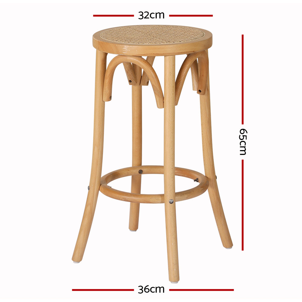 Artiss 2x Bar Stoosl Rattan Seat Wooden-Furniture &gt; Bar Stools &amp; Chairs-PEROZ Accessories