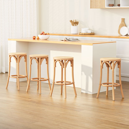 Artiss 4x Bar Stoosl Rattan Seat Wooden-Furniture &gt; Bar Stools &amp; Chairs &gt; Massage Chairs-PEROZ Accessories