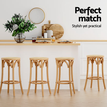 Artiss 4x Bar Stoosl Rattan Seat Wooden-Furniture &gt; Bar Stools &amp; Chairs &gt; Massage Chairs-PEROZ Accessories