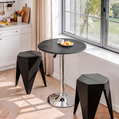 Artiss Bar Stools and Table Set 3PCS Dining Desk Kitchen Chair PVC Leather Black