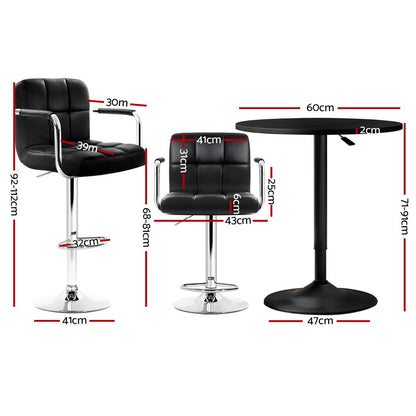 Artiss Bar Table and Stools Set Dining Desk Kitchen Chairs Cafe Pub-Furniture &gt; Bar Stools &amp; Chairs &gt; Table &amp; Bar Stools-PEROZ Accessories