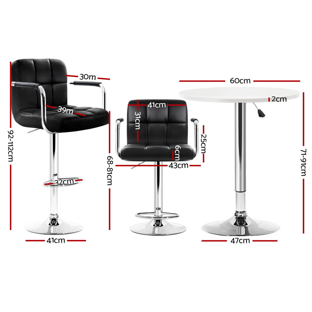 Artiss Bar Table and Stools Set Dining Desk Kitchen Chairs Cafe Pub-Furniture &gt; Bar Stools &amp; Chairs &gt; Table &amp; Bar Stools-PEROZ Accessories