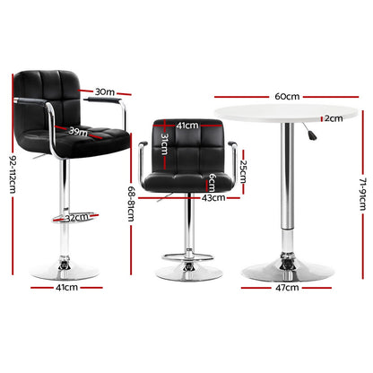 Artiss Bar Table and Stools Set Dining Desk Kitchen Chairs Cafe Pub-Furniture &gt; Bar Stools &amp; Chairs &gt; Table &amp; Bar Stools-PEROZ Accessories