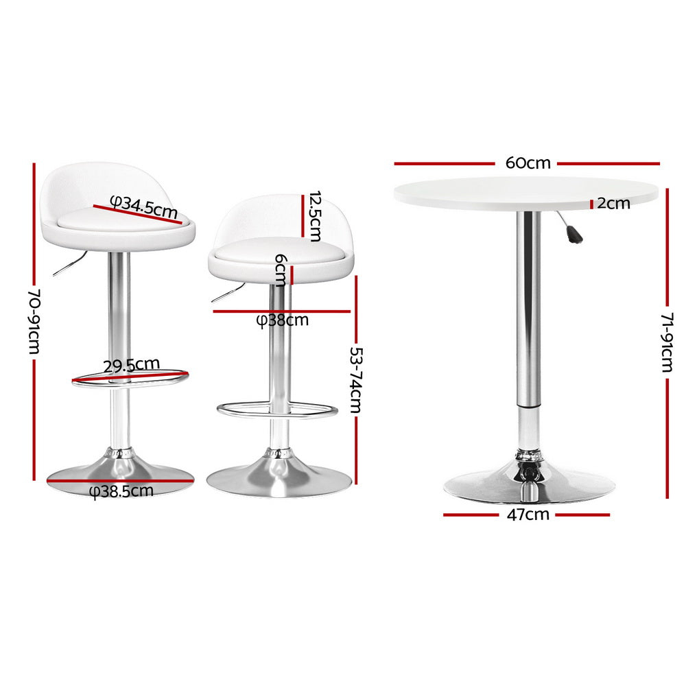 Artiss Bar Table and Stools Set Dining Desk Kitchen Chairs Cafe Pub-Furniture &gt; Bar Stools &amp; Chairs &gt; Table &amp; Bar Stools-PEROZ Accessories