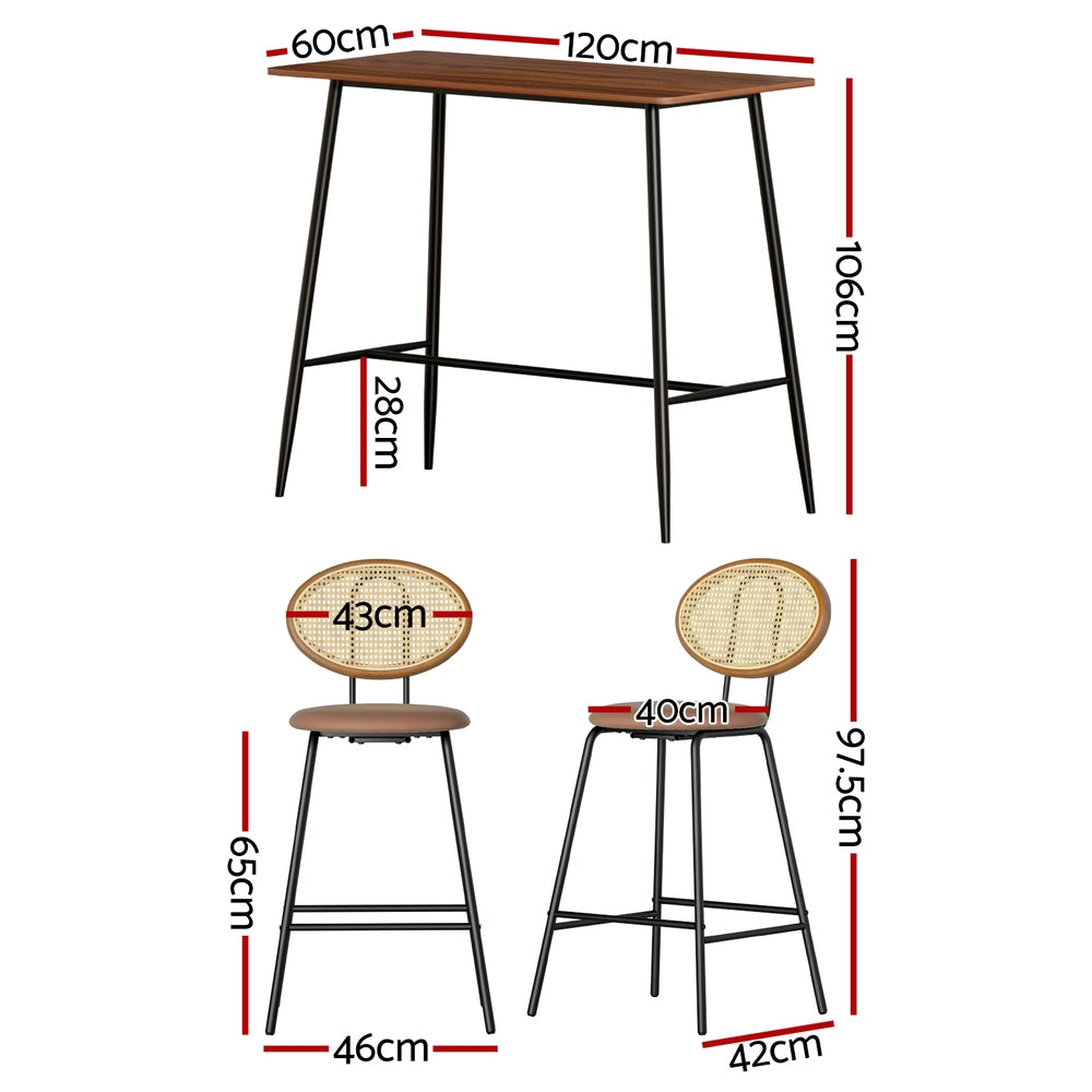 Artiss Bar Table Stools Set Dining Desk Industrial Kitchen Chairs Cafe Pub-Furniture &gt; Bar Stools &amp; Chairs &gt; Table &amp; Bar Stools-PEROZ Accessories