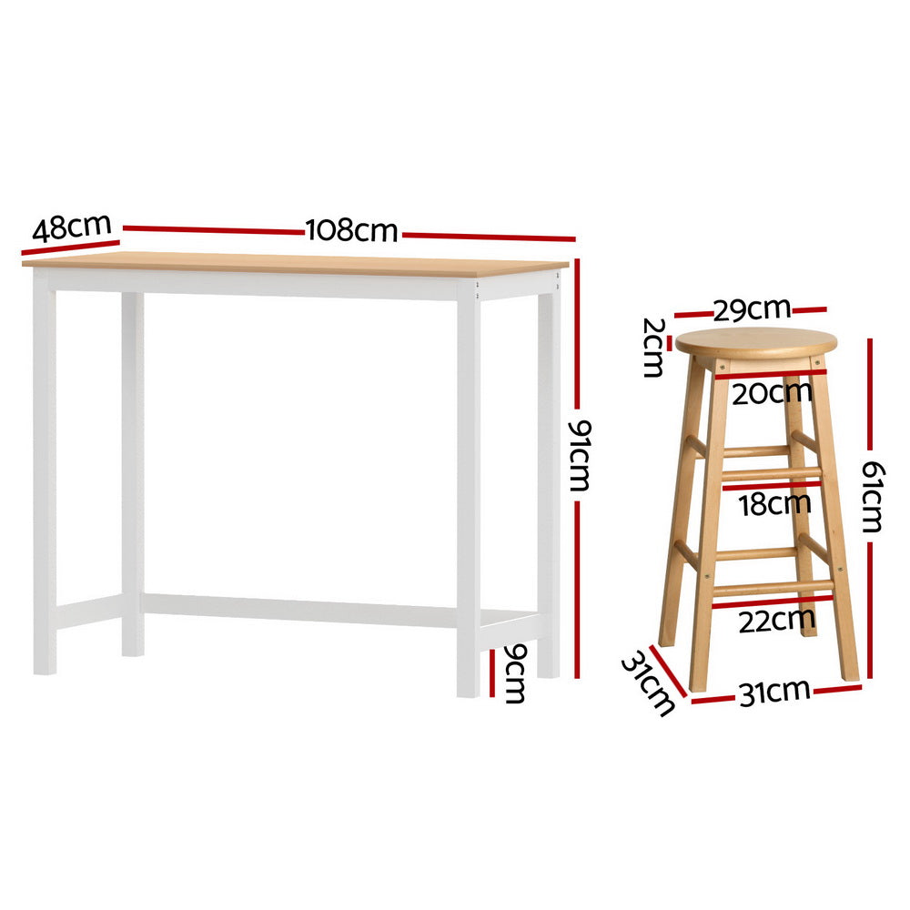 Artiss Bar Table and Stools Set Dining Desk Kitchen Chairs Cafe Pub-Furniture &gt; Bar Stools &amp; Chairs &gt; Table &amp; Bar Stools-PEROZ Accessories